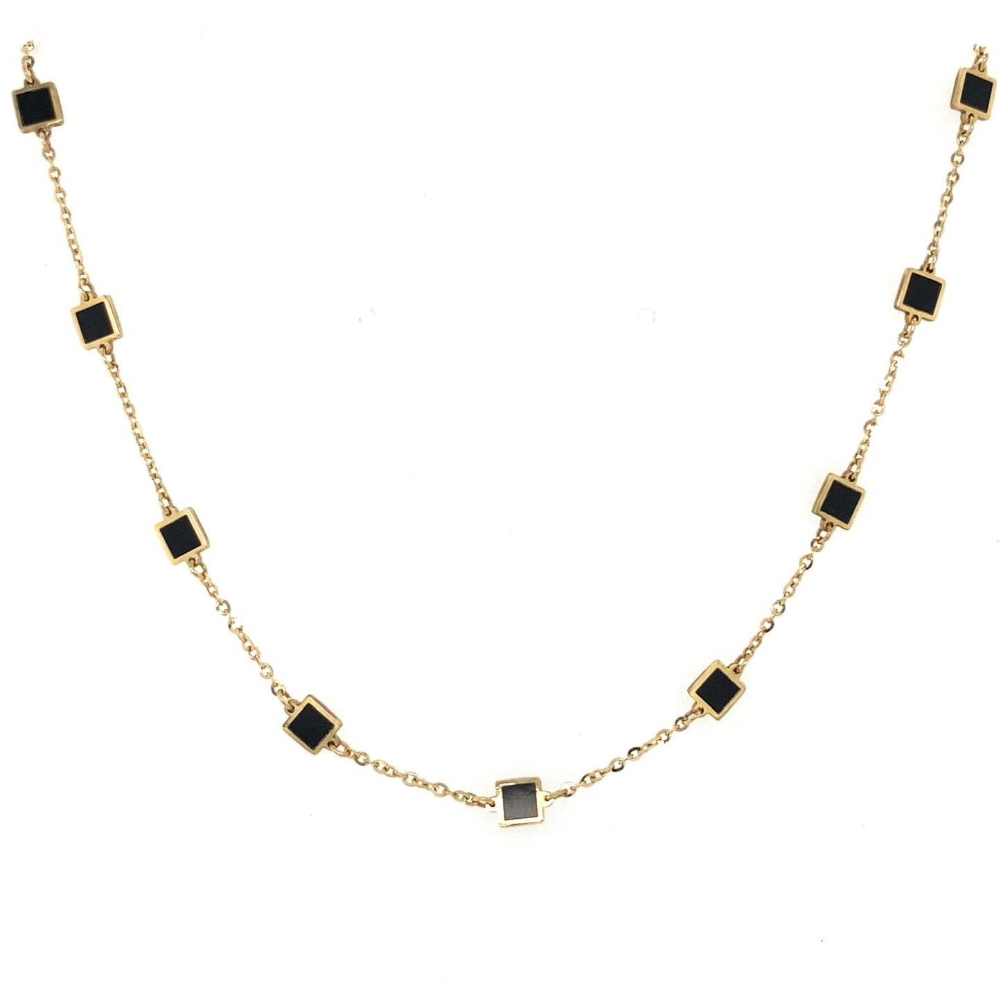 Black Enamel Gold Necklace