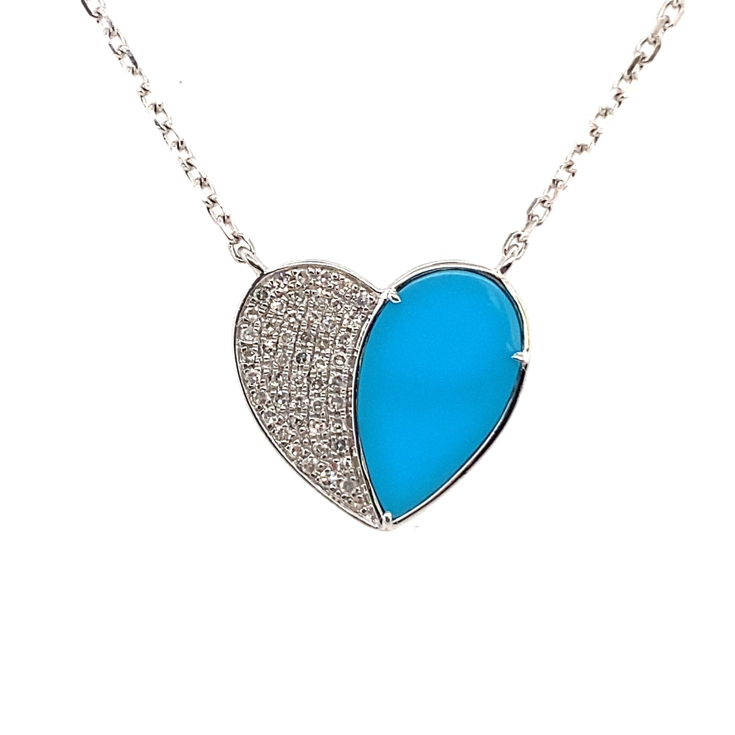 Diamond & Turquoise Heart Necklace