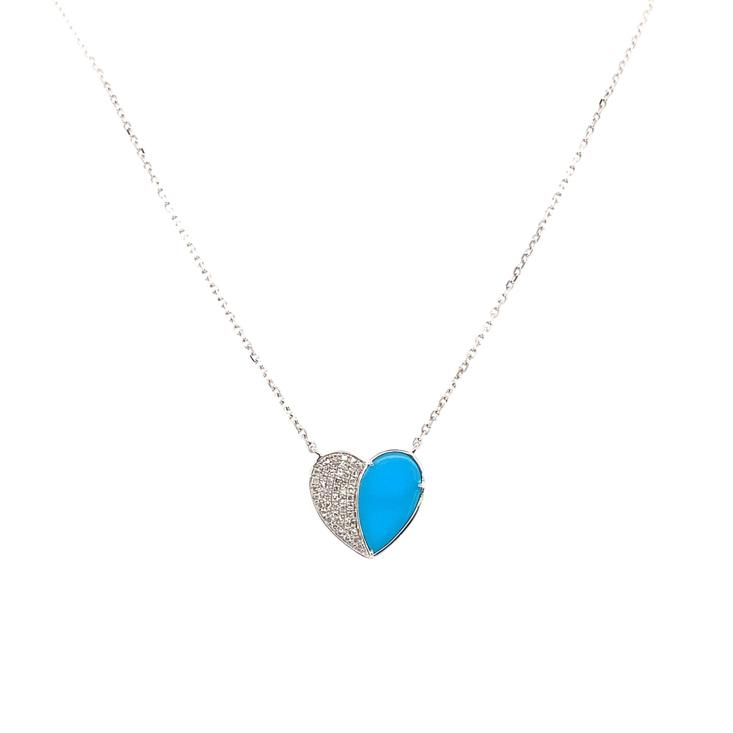 Diamond & Turquoise Heart Necklace